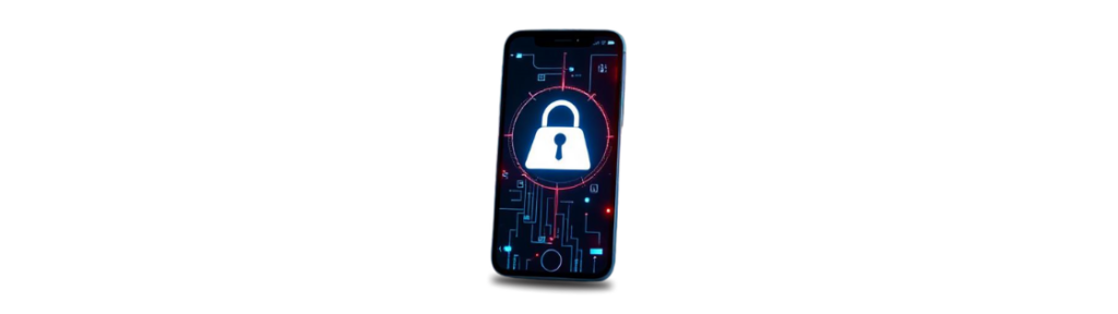 Mobile phone with a lock security image on the screen