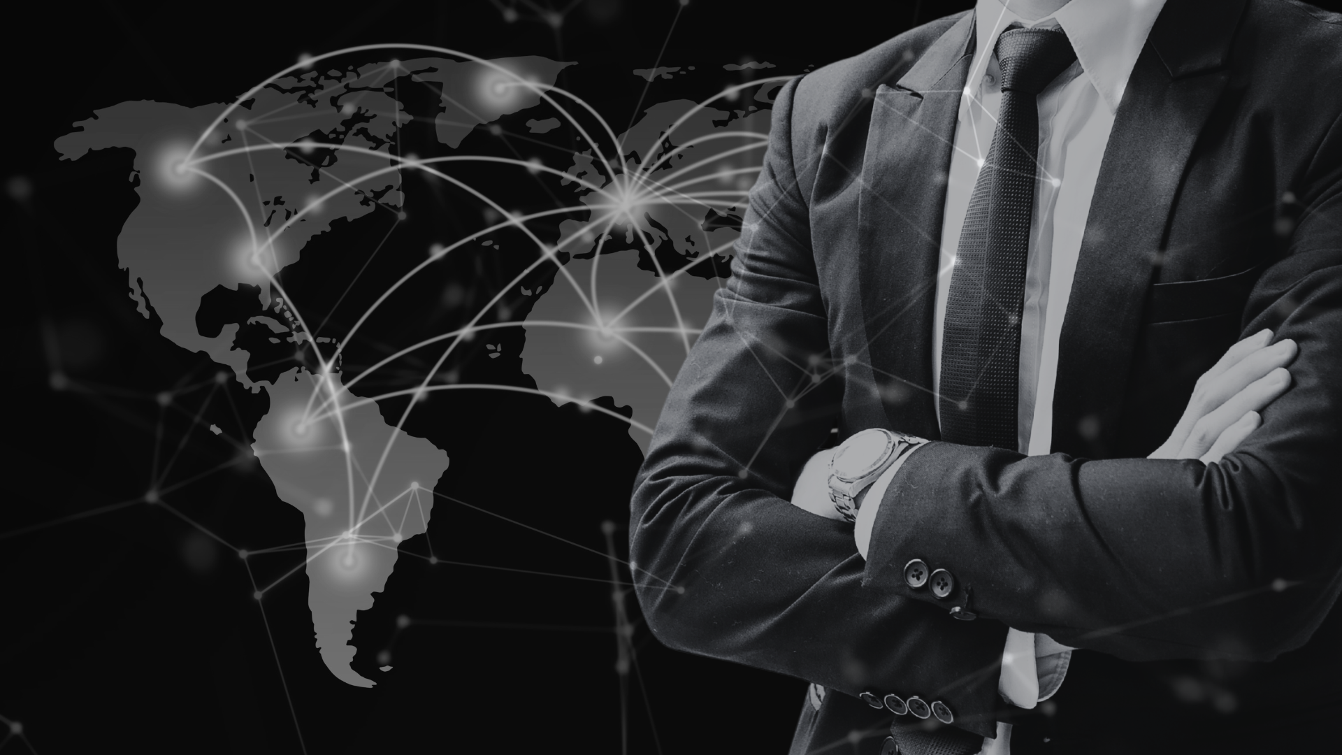 business man with technology world background